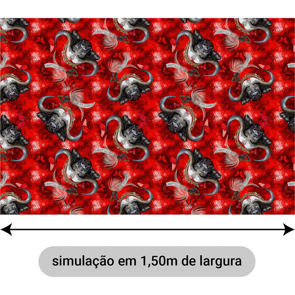 Oxford Digital Búfalos Preto Fundo Vermelho
