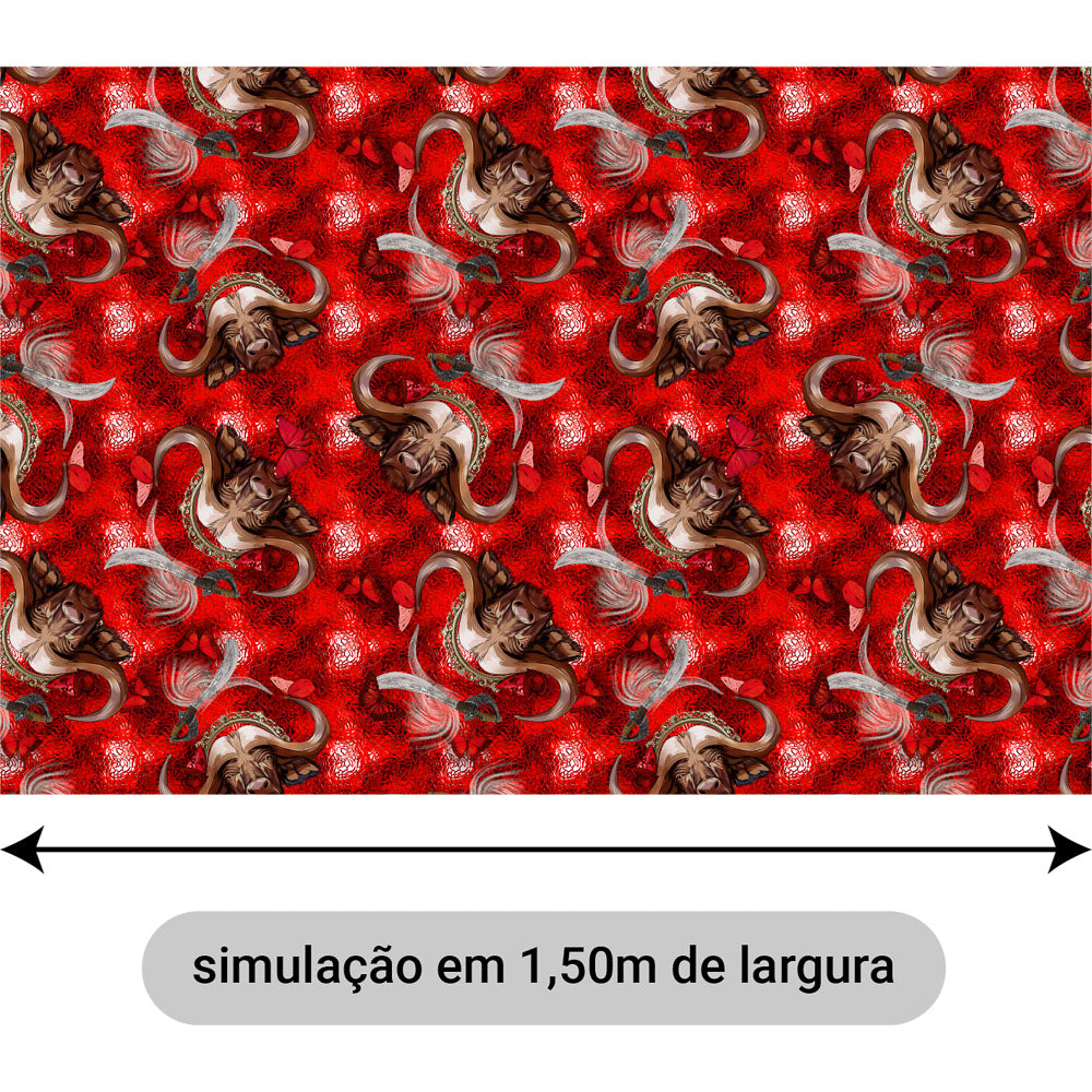 Oxford Digital Búfalos Marrom Fundo Vermelho