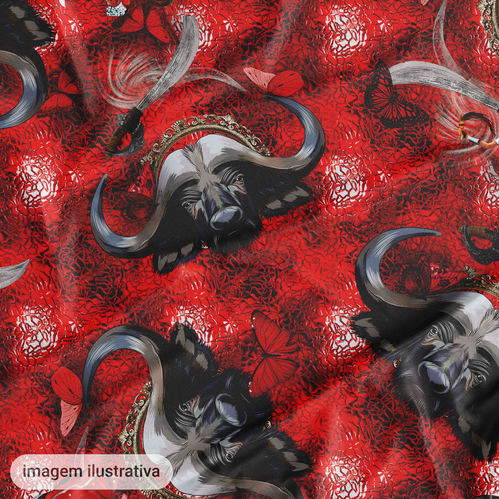 Oxford Digital Búfalos e Borboletas Matamba Vermelho