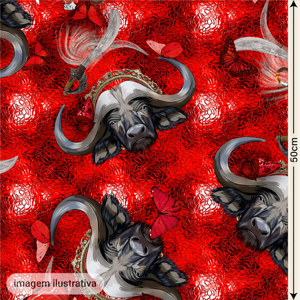 Oxford Digital Búfalos e Borboletas Matamba Vermelho