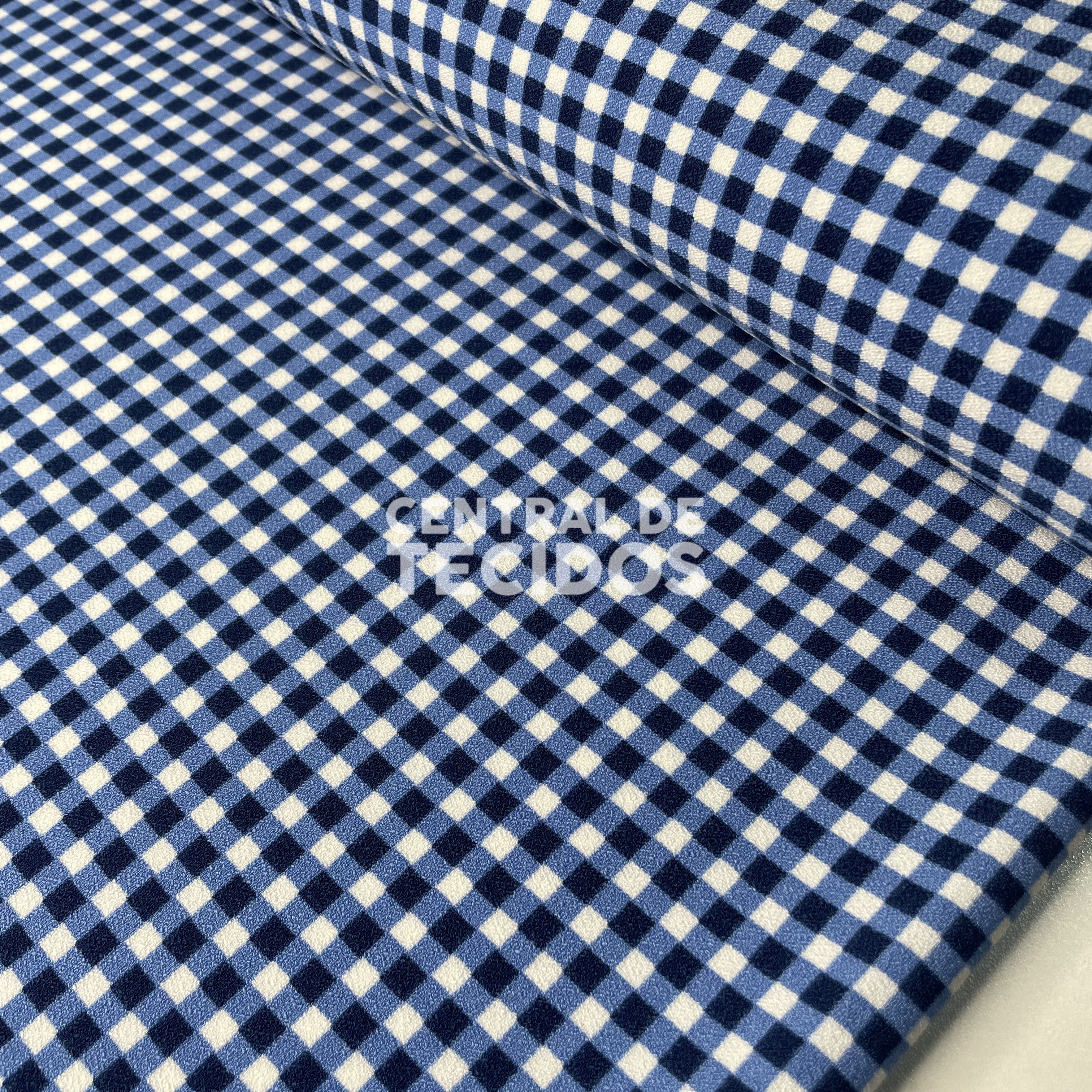 Crepe Pesado Xadrez Azul