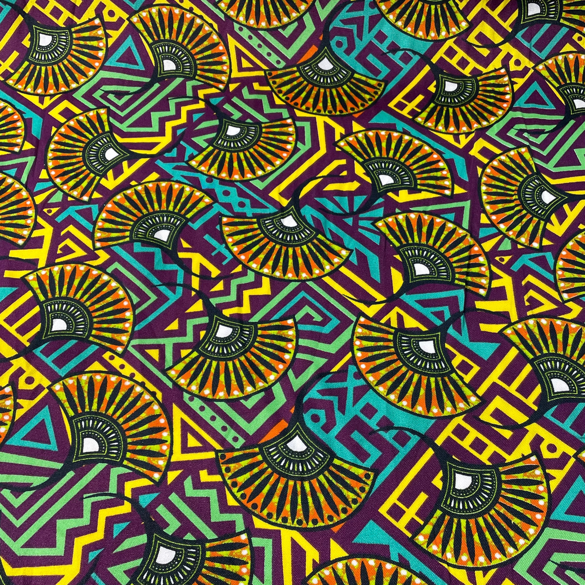 Oxford Afro Leques Dourados Fundo Beterraba