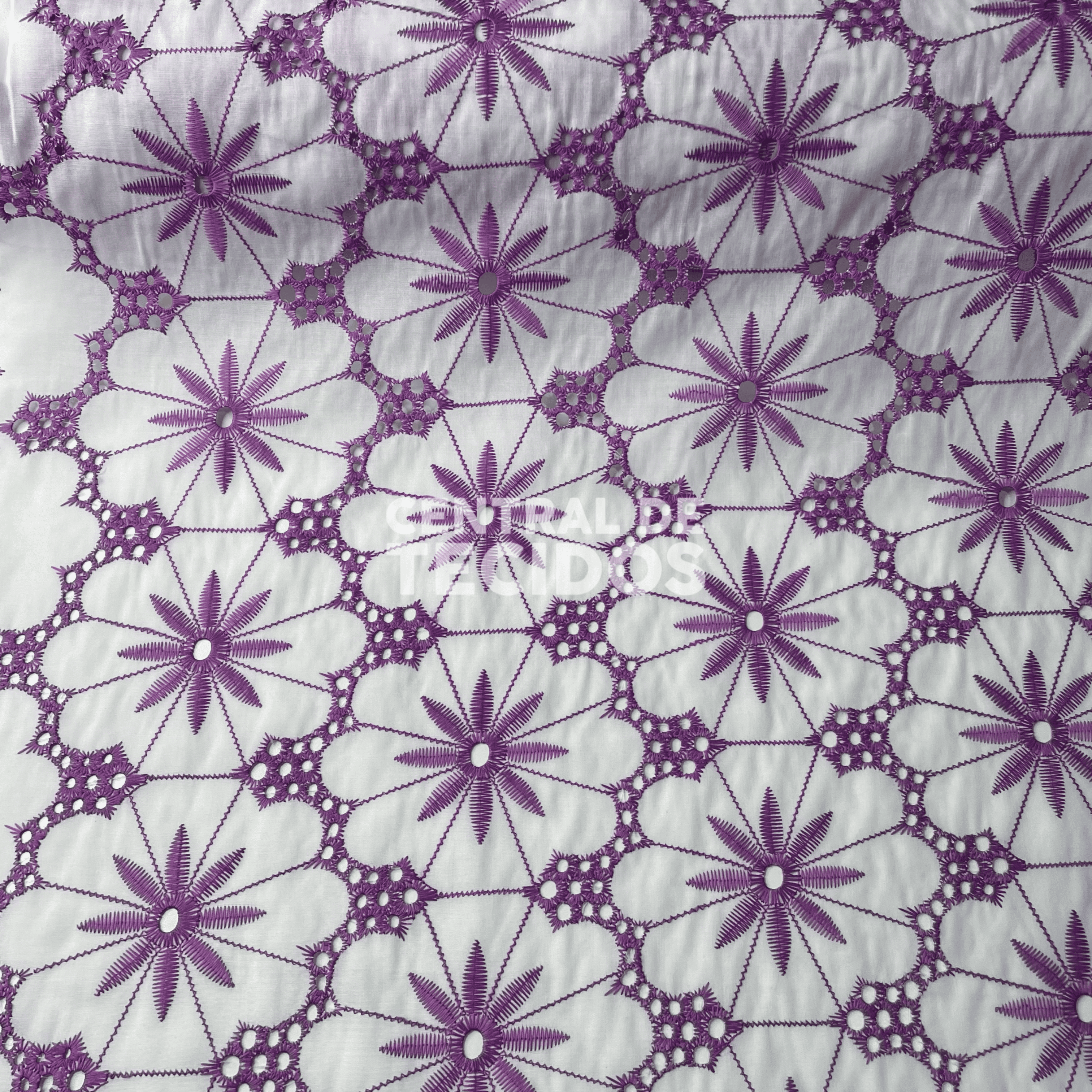 Laise Bordado Branco e Roxo