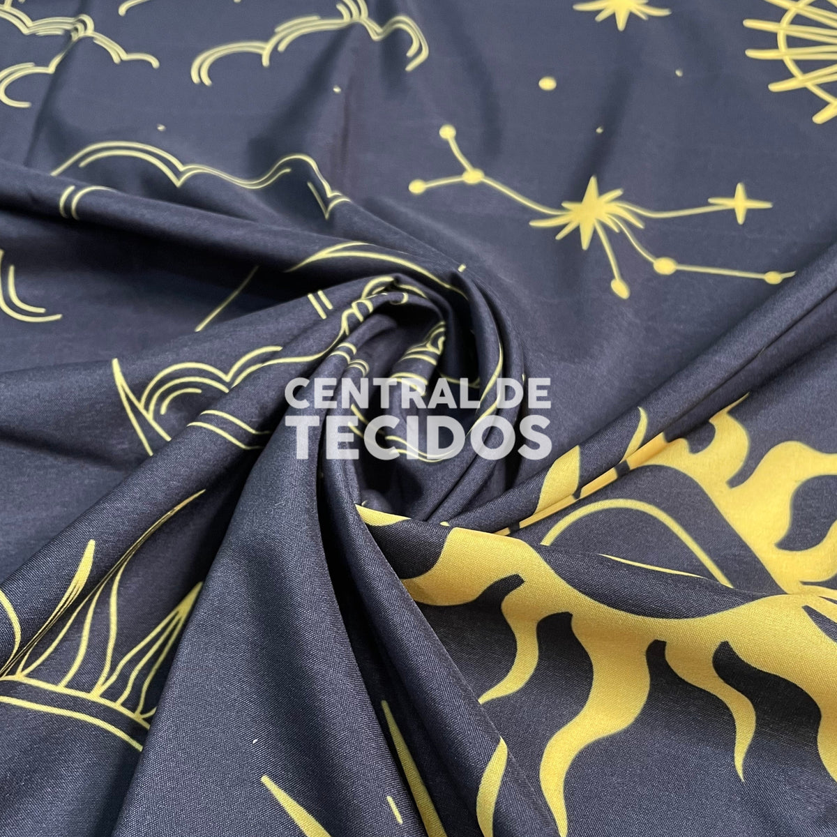 Toque de Seda Místico Preto e Dourado Grande