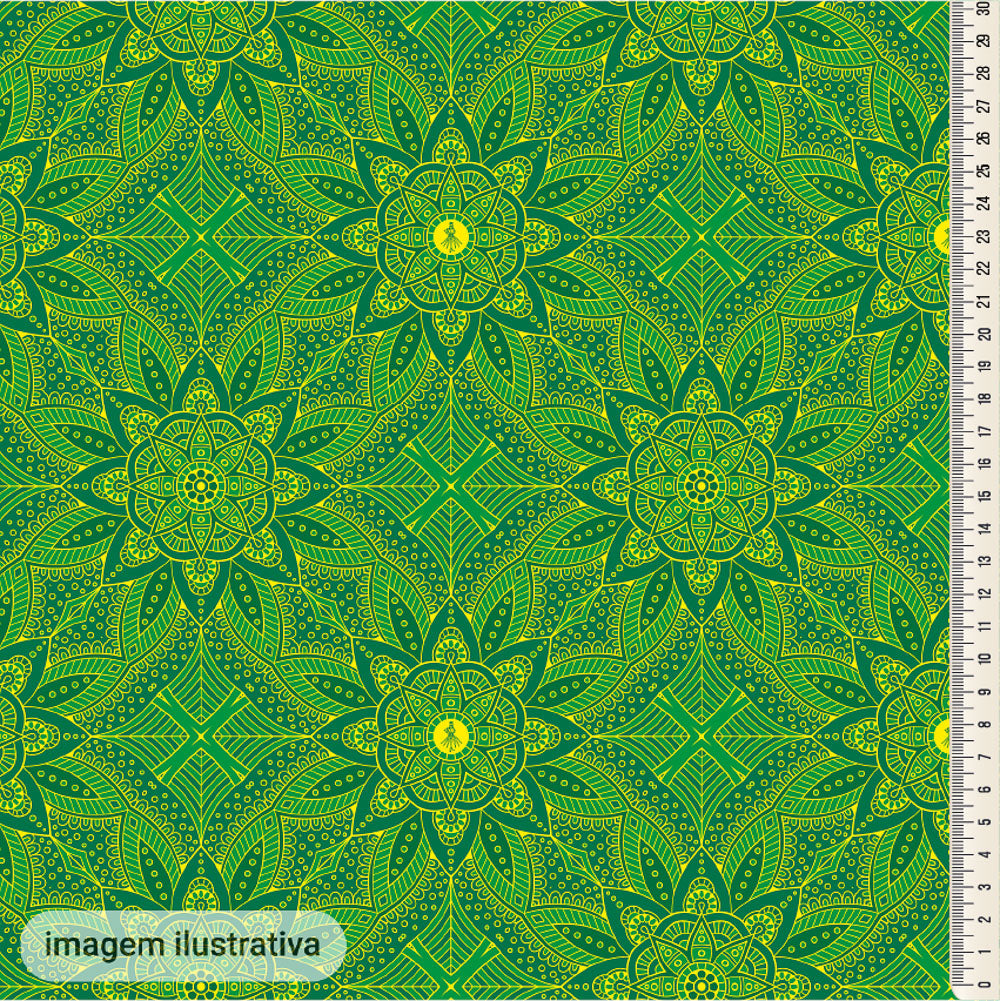 Oxford Digital Mandala Verde e Amarelo
