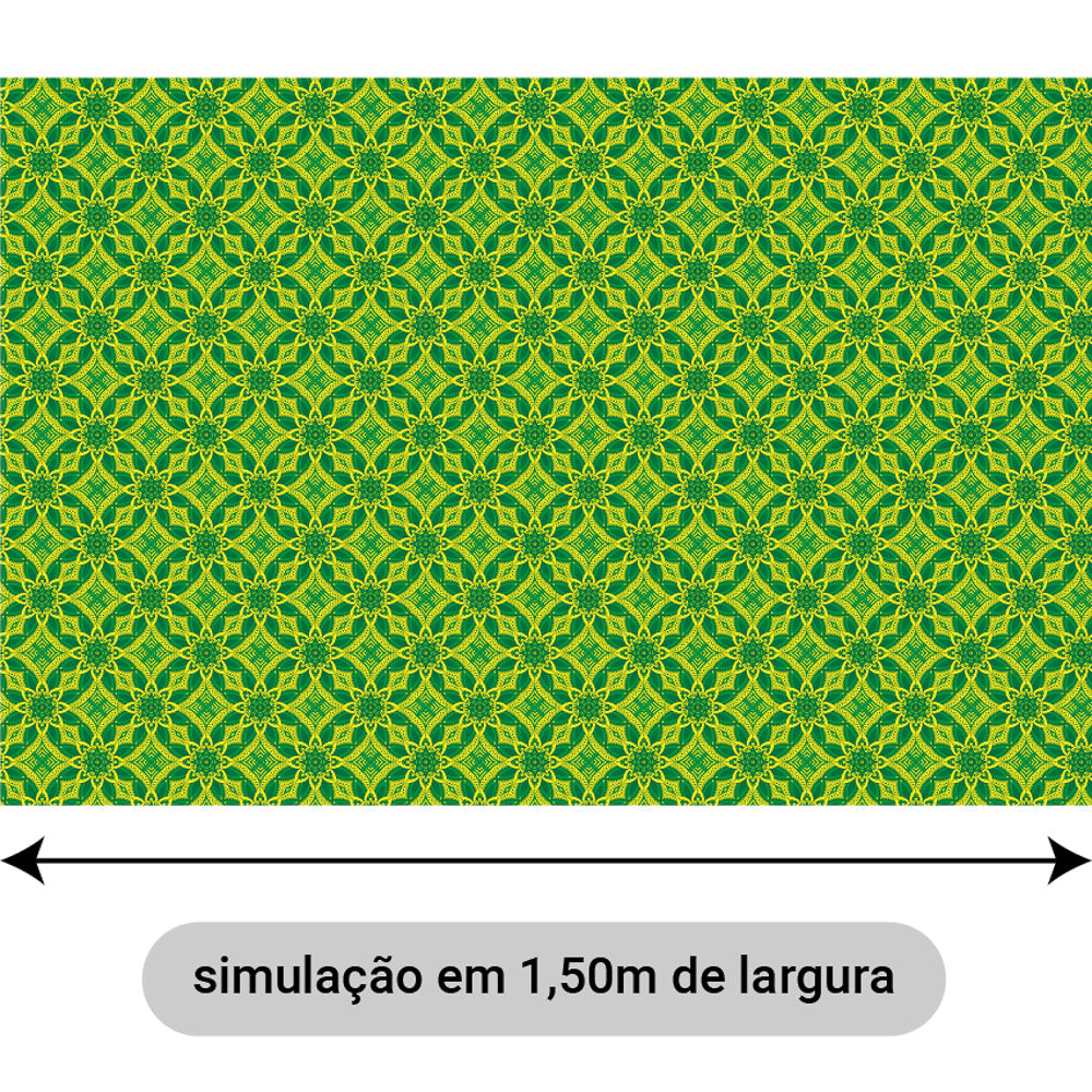 Oxford Digital Mandala Geométrica Verde e Amarelo