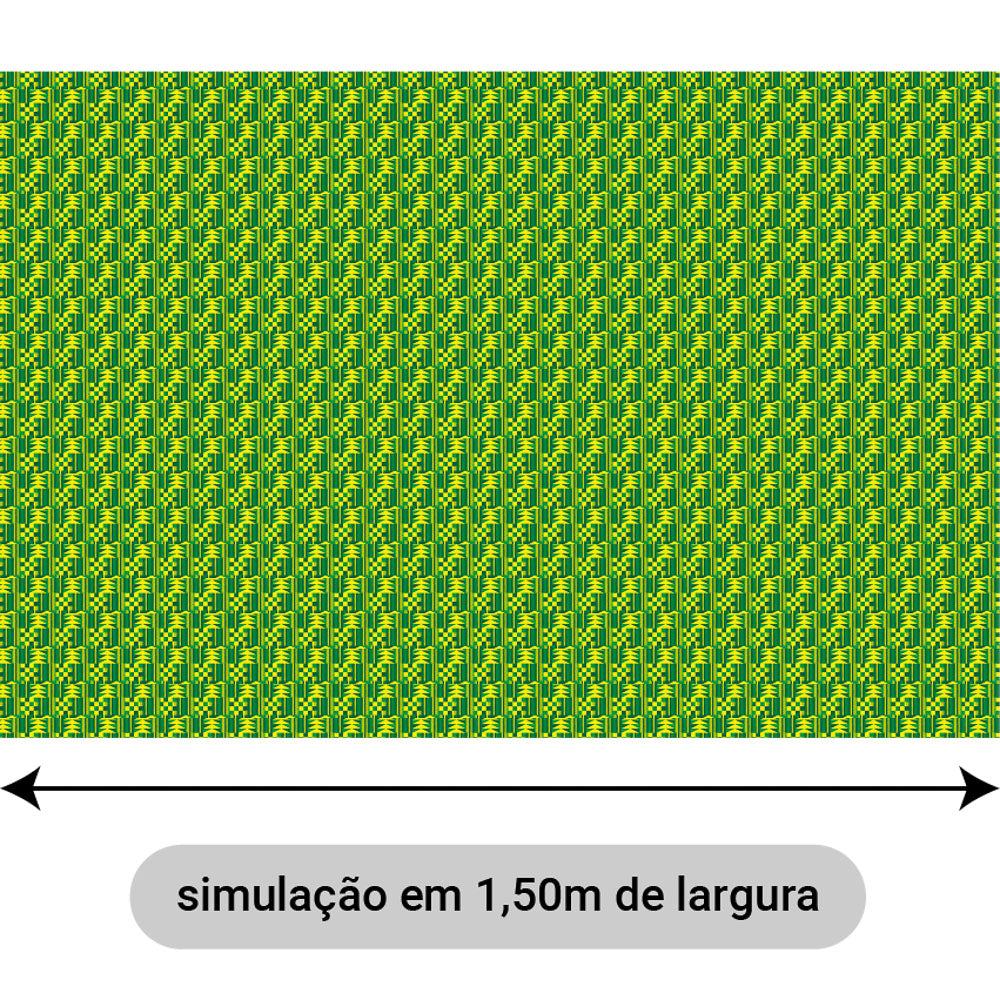 Oxford Digital Geométrico Kente Verde e Amarelo