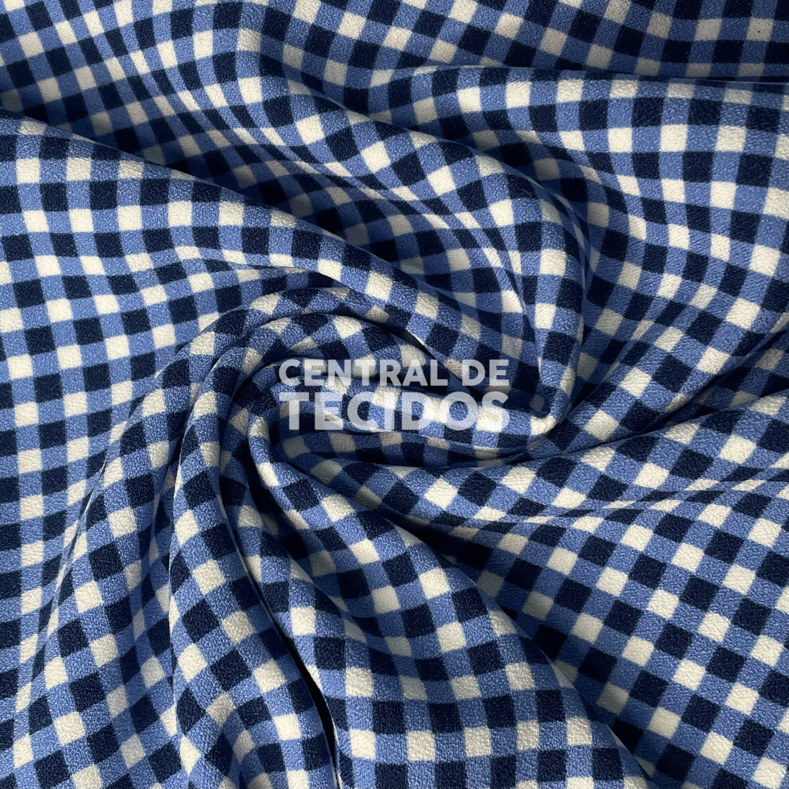 Crepe Pesado Xadrez Azul