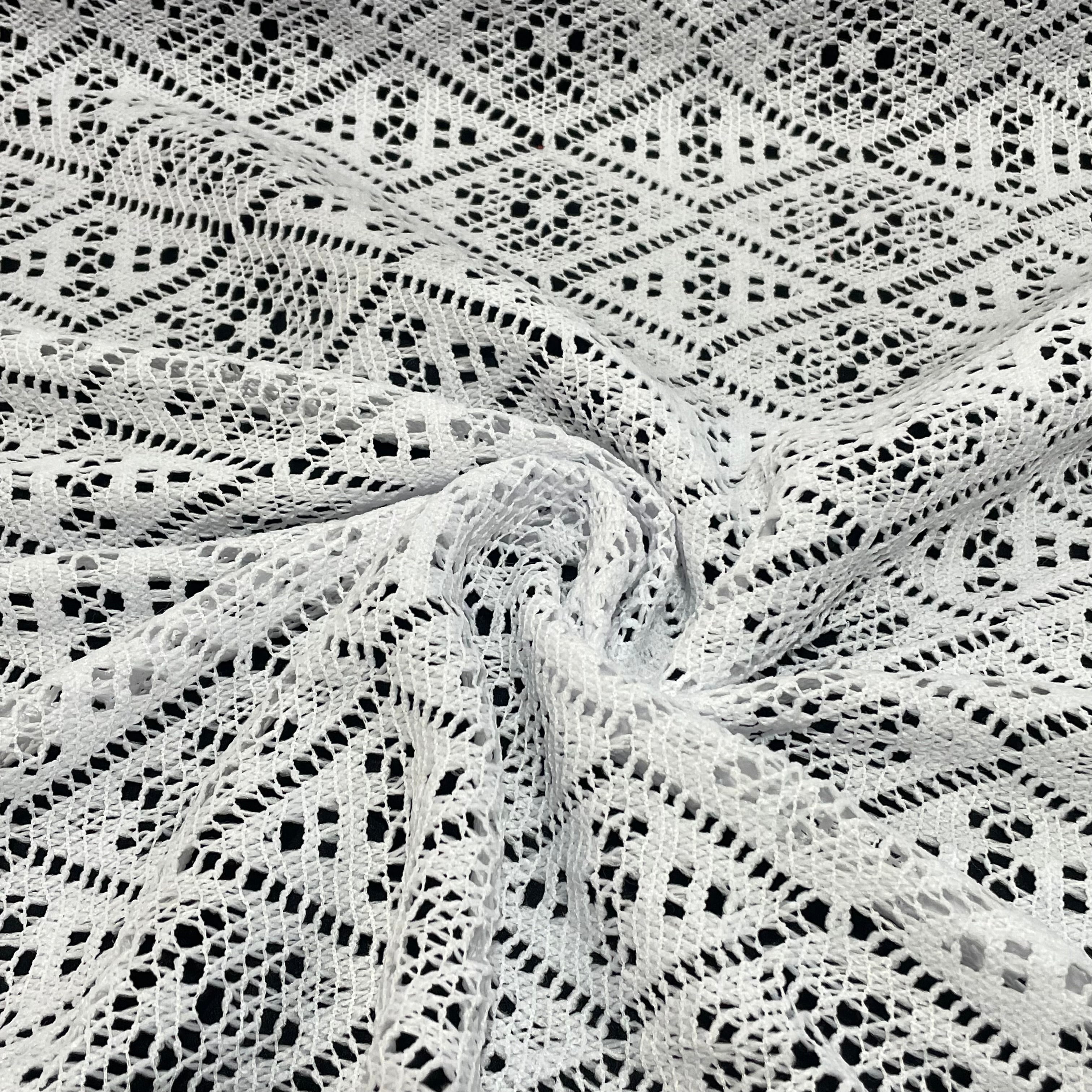 Renda Crochet Losangos Branca