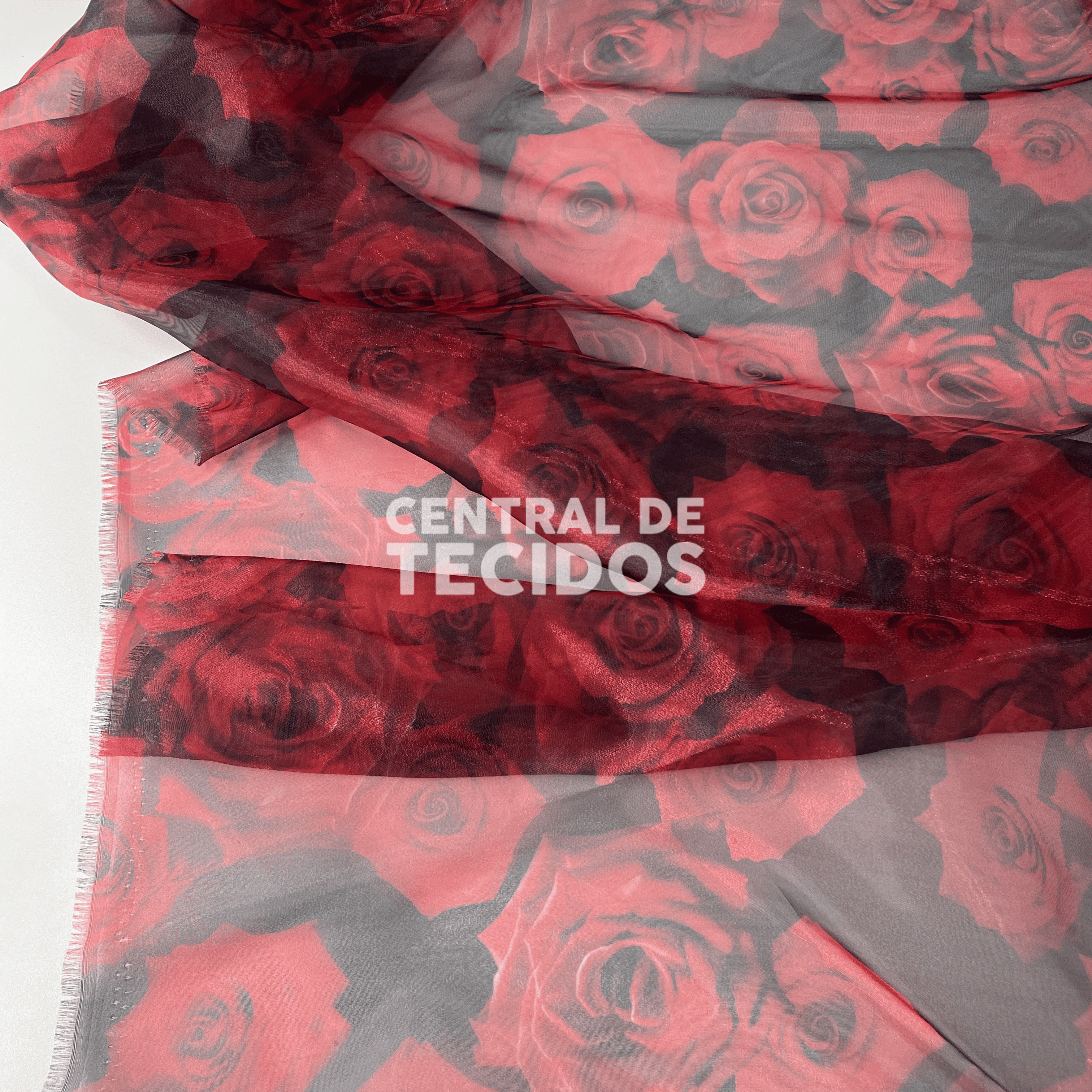 Organza Digital Rosas Vermelhas e Preto
