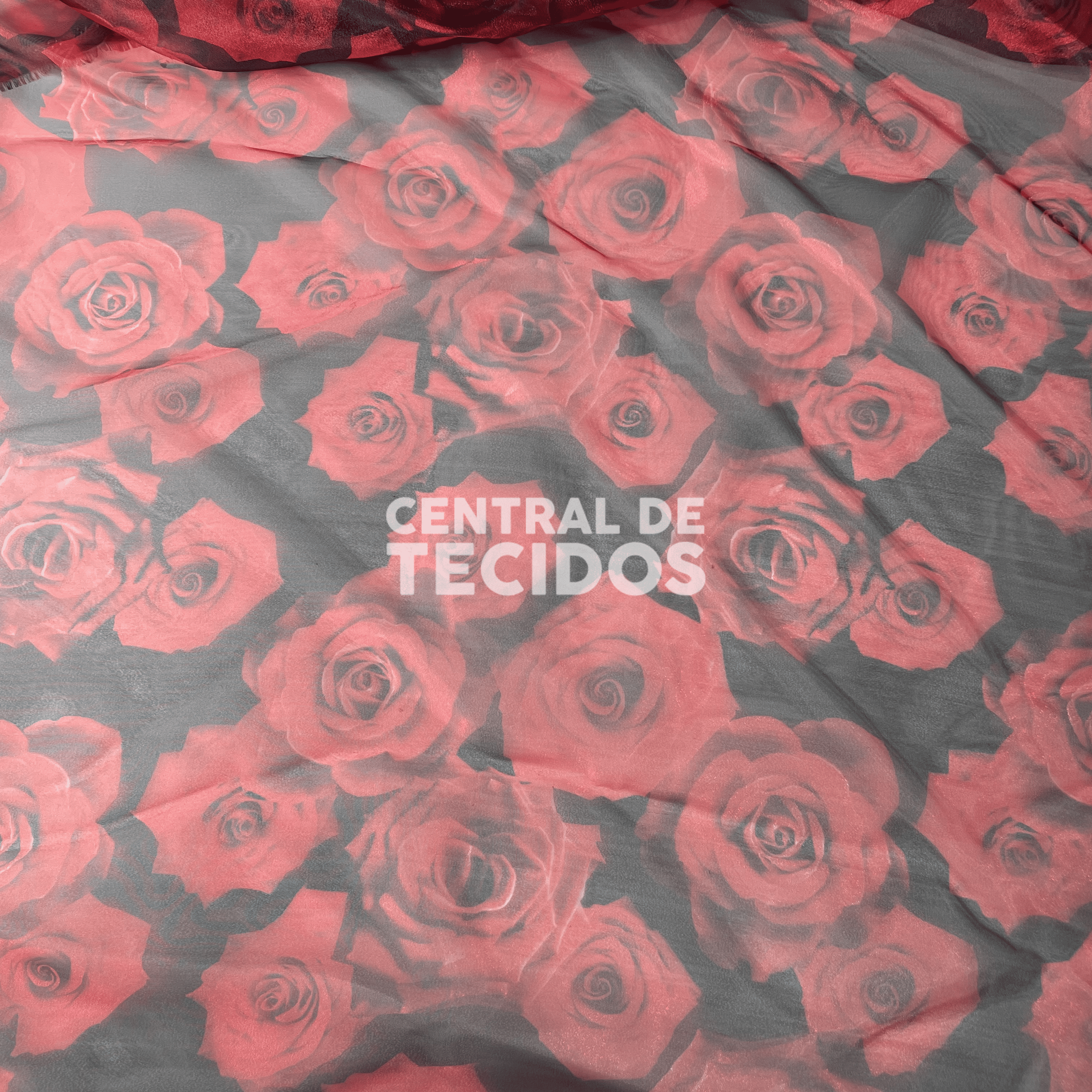 Organza Digital Rosas Vermelhas e Preto