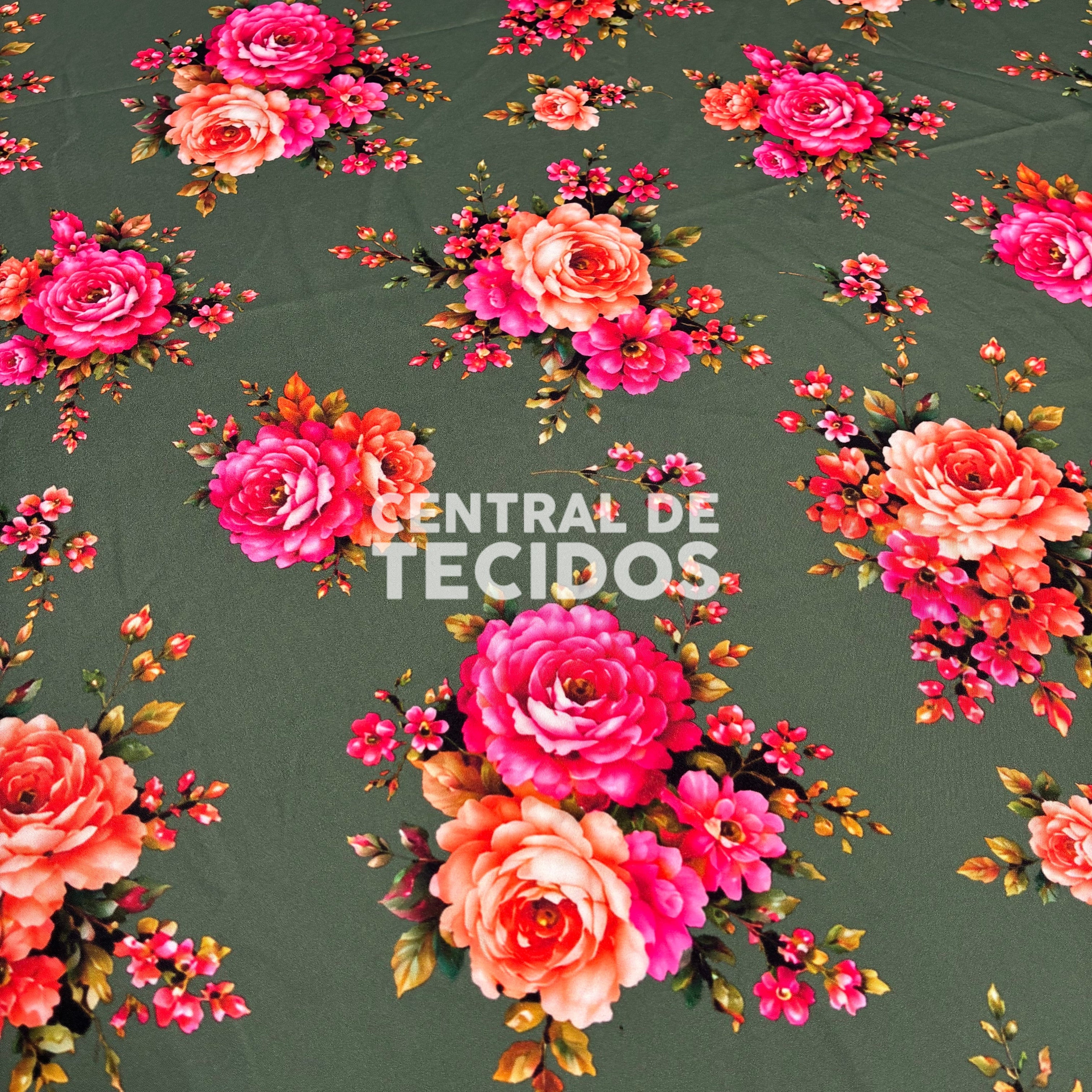 Oxfordine Digital Floral Fundo Verde