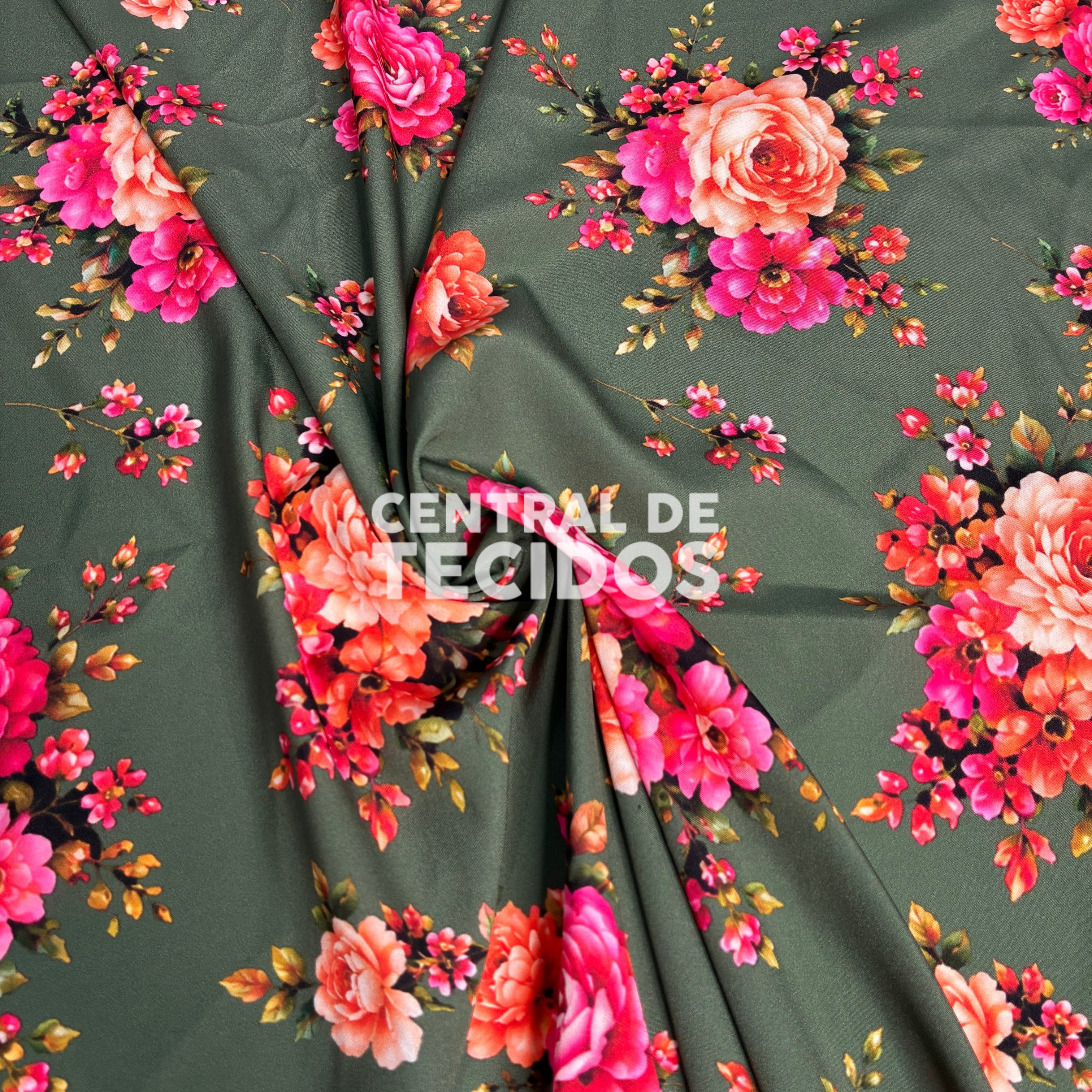 Oxfordine Digital Floral Fundo Verde
