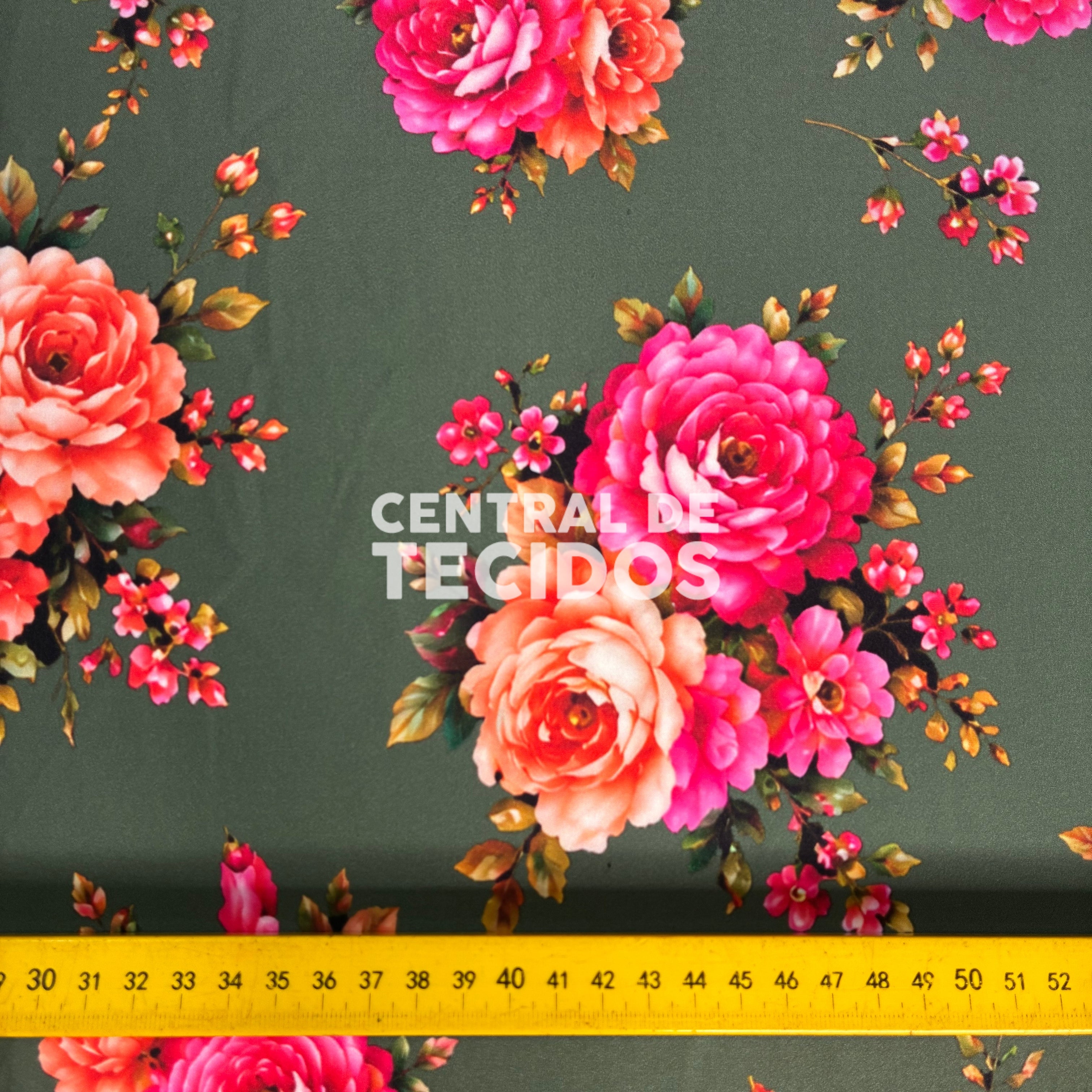 Oxfordine Digital Floral Fundo Verde