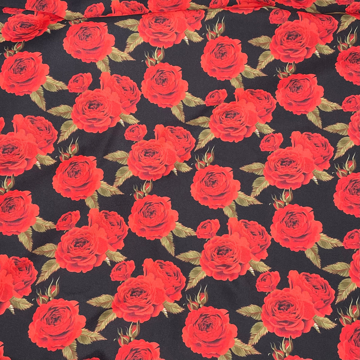 Oxford Digital Flores e Folhas Preto Vermelho