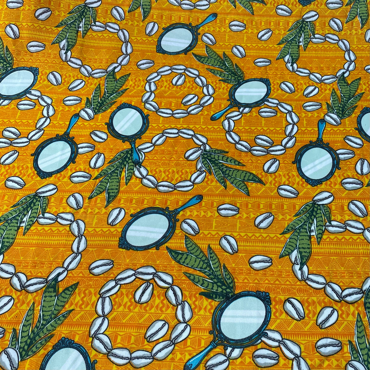 Oxford Afro Búzios e Espadas de São Jorge Fundo Amarelo