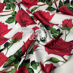 Crepe Torige Digital Rosas Vermelhas