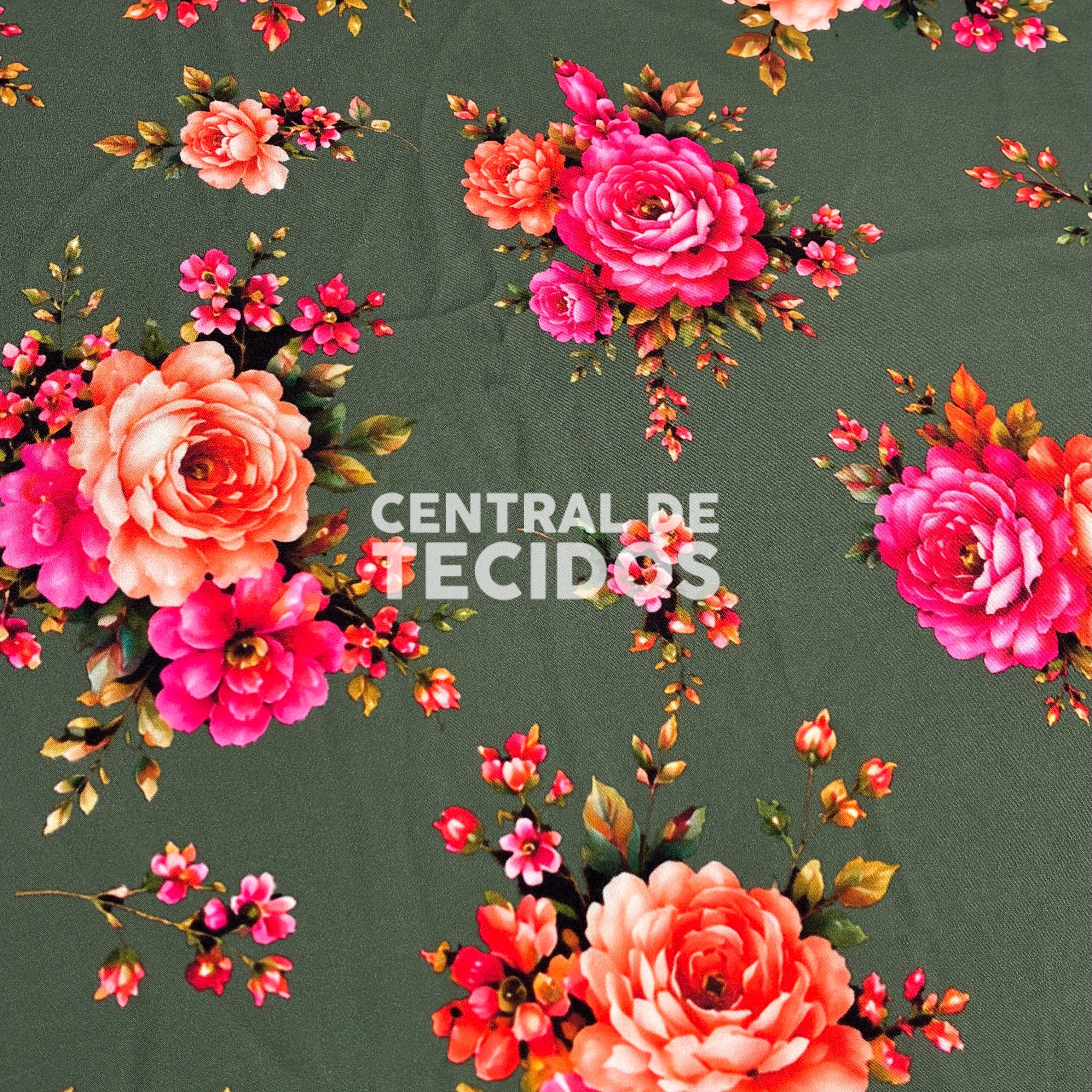 Oxfordine Digital Floral Fundo Verde