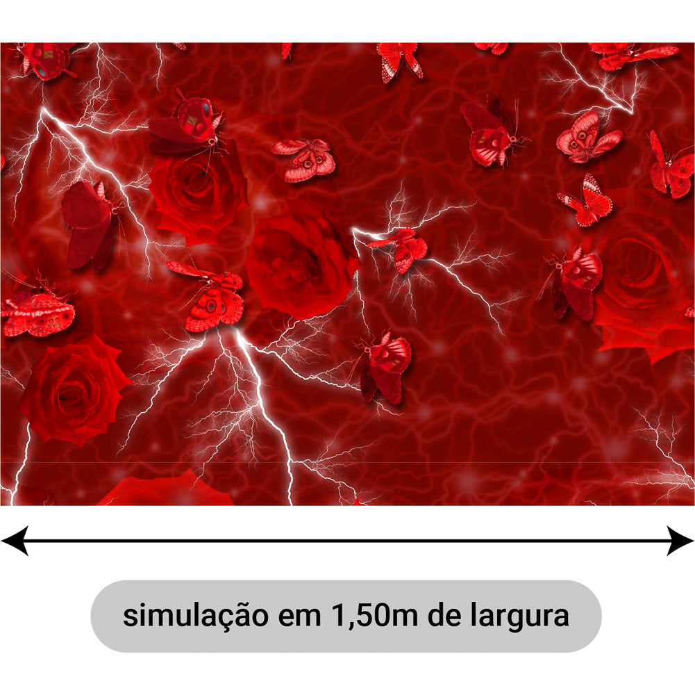 Oxford Digital Borboletas Rosas Vermelhas e Raios