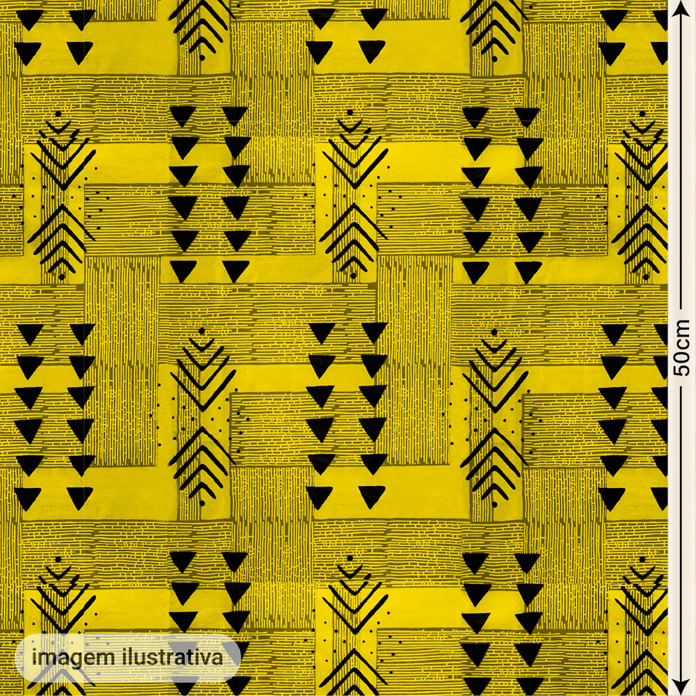 Oxford Digital Tribal Indígena Amarelo e Preto