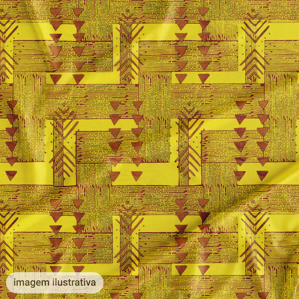 Oxford Digital Tribal Indígena Amarelo e Terracota