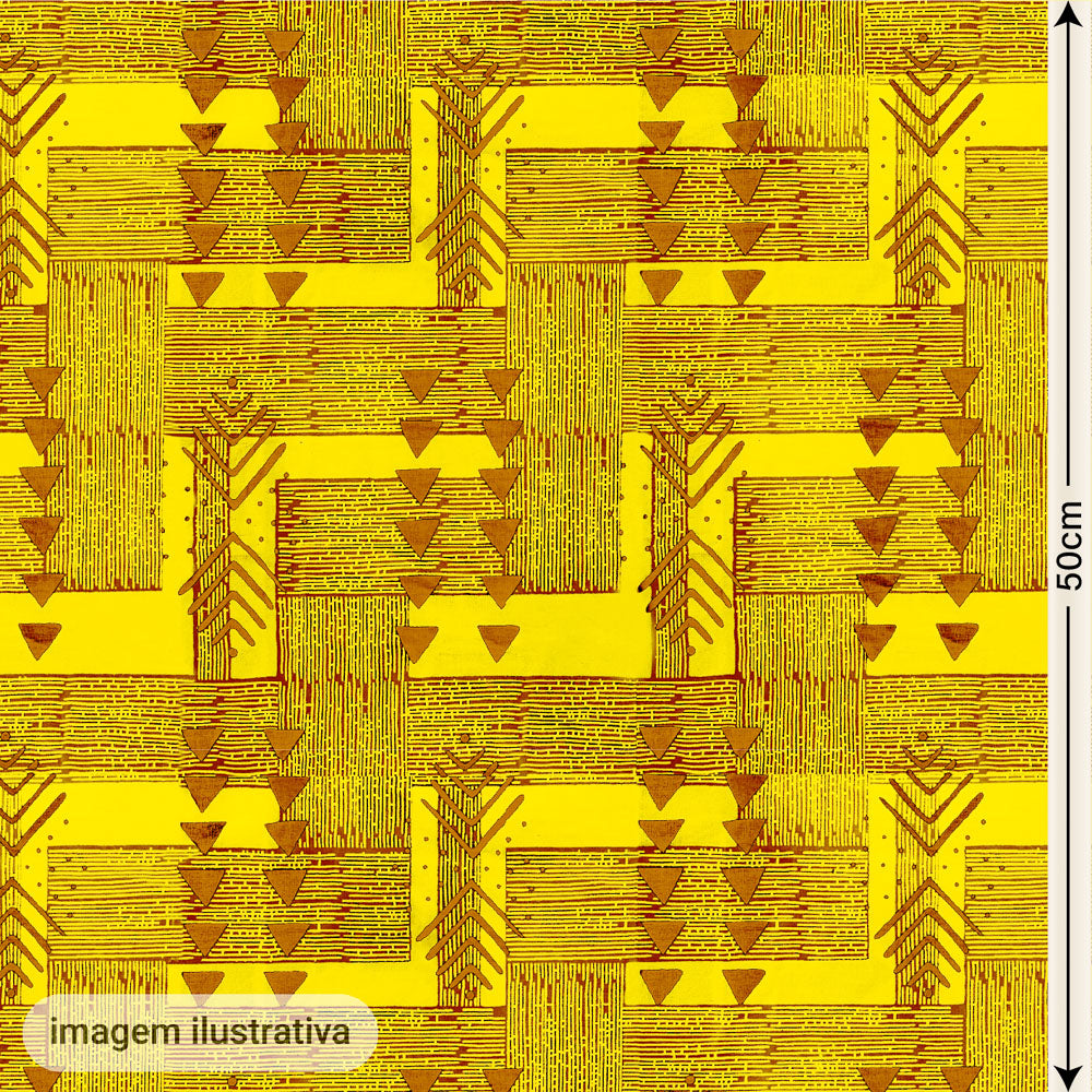 Oxford Digital Tribal Indígena Amarelo e Terracota