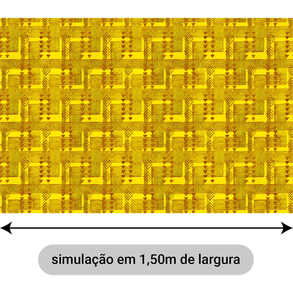 Oxford Digital Tribal Indígena Amarelo e Terracota