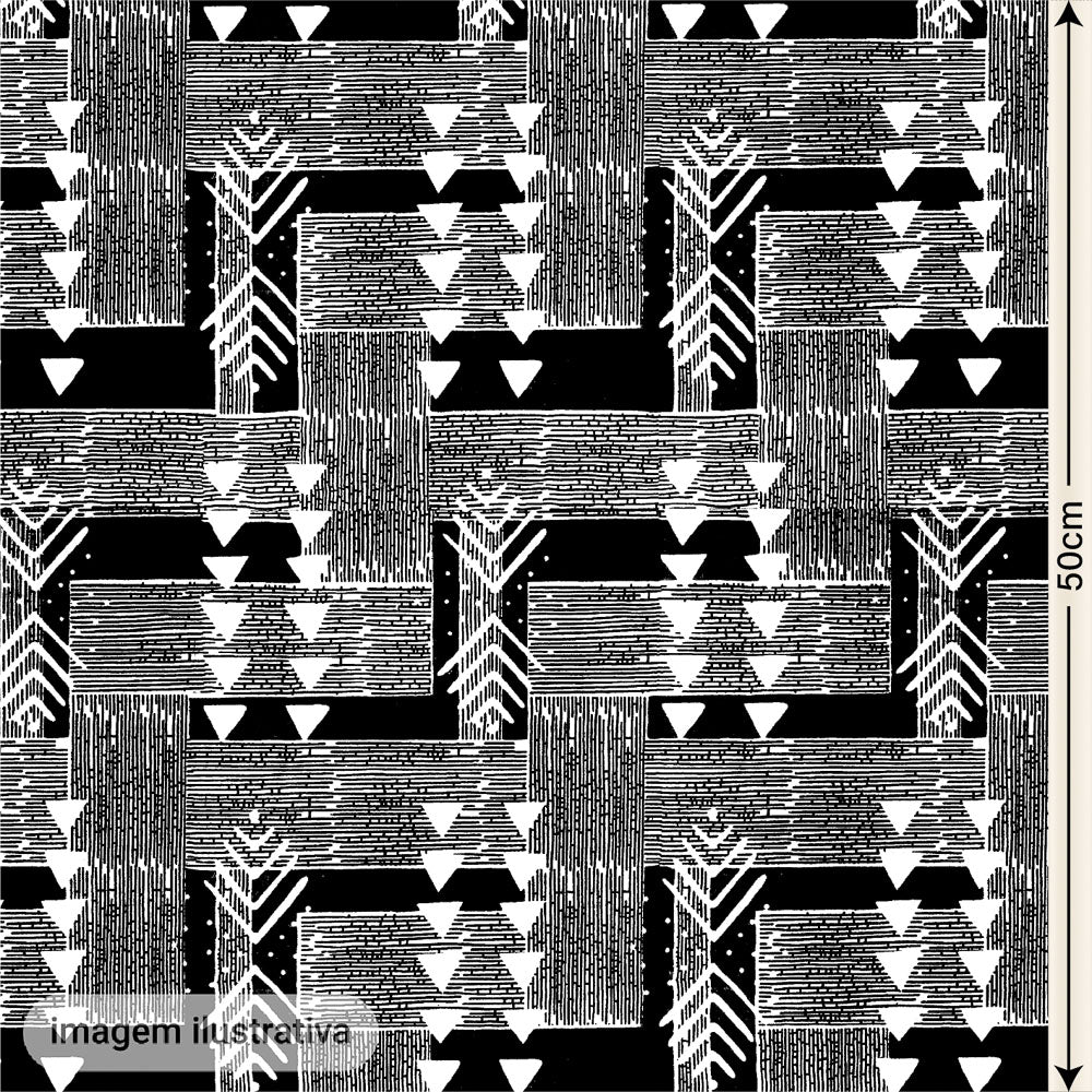 Oxford Digital Tribal Indígena Branco e Preto