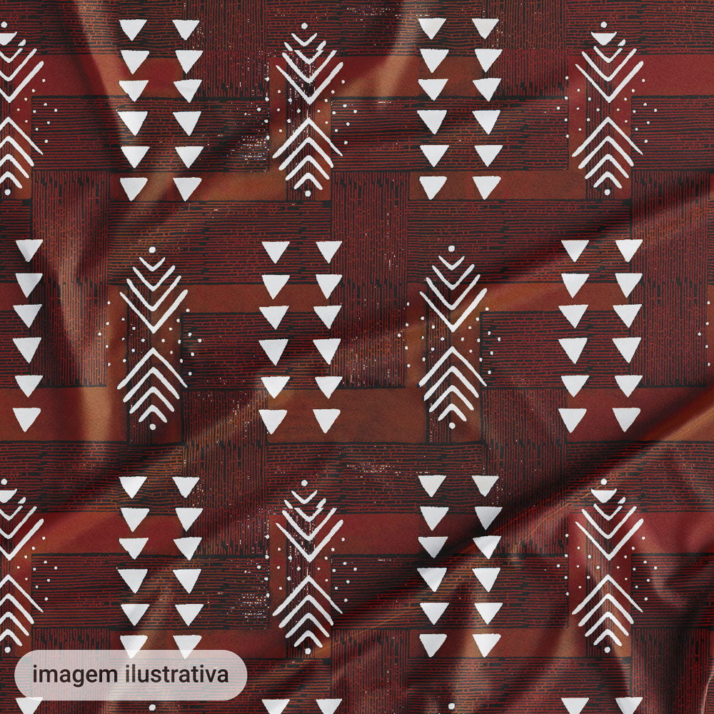 Oxford Digital Tribal Indígena Terracota e Branco