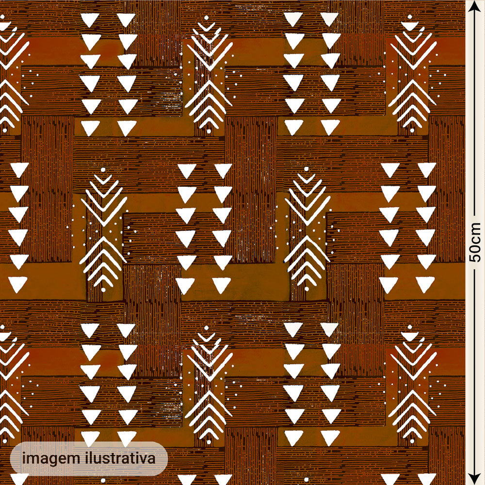Oxford Digital Tribal Indígena Terracota e Branco