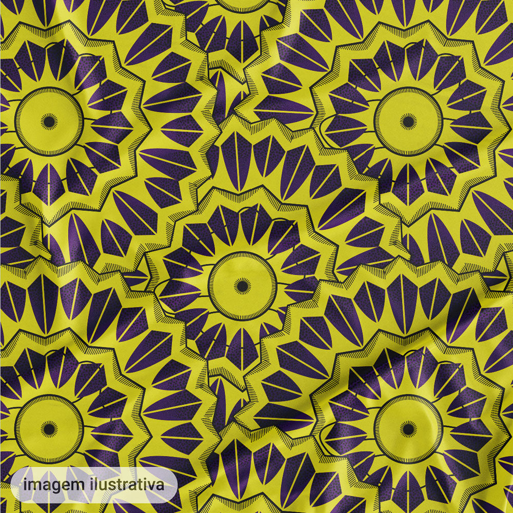 Oxford Digital Étnico Tribal Roxo e Amarelo