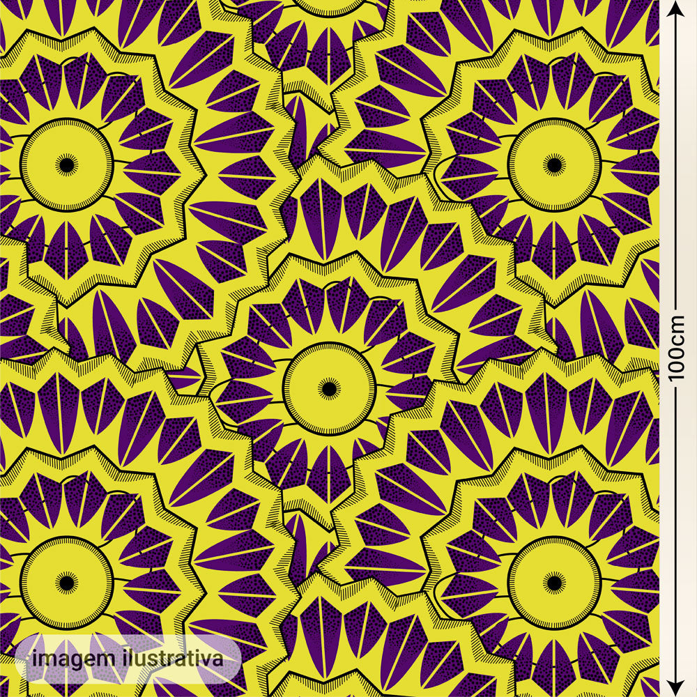 Oxford Digital Étnico Tribal Roxo e Amarelo
