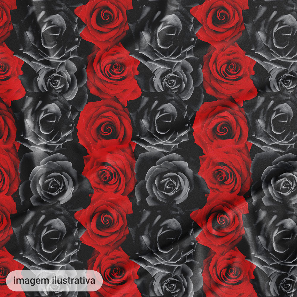 Oxford Digital Rosas na Horizontal Vermelhas e Pretas