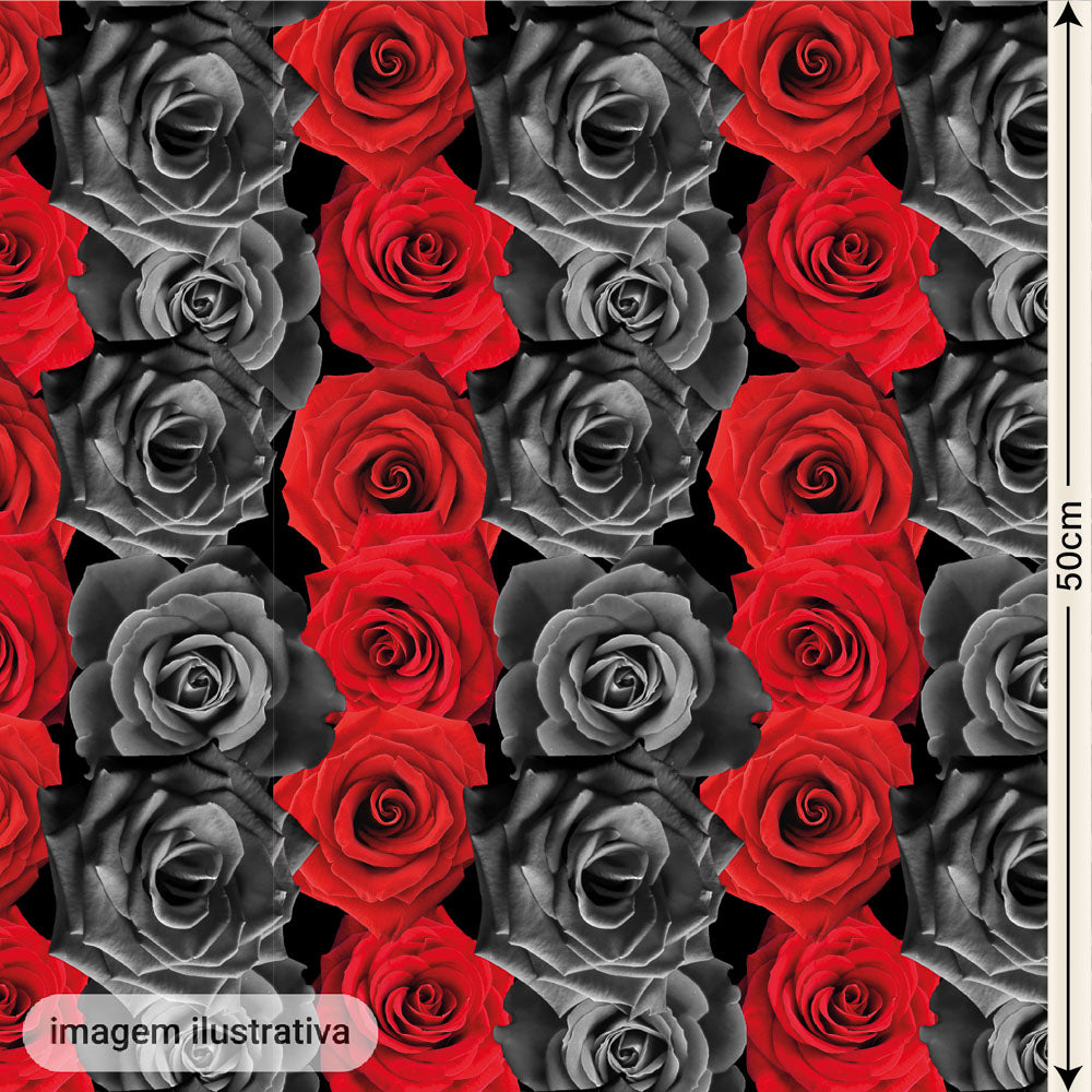 Oxford Digital Rosas na Horizontal Vermelhas e Pretas