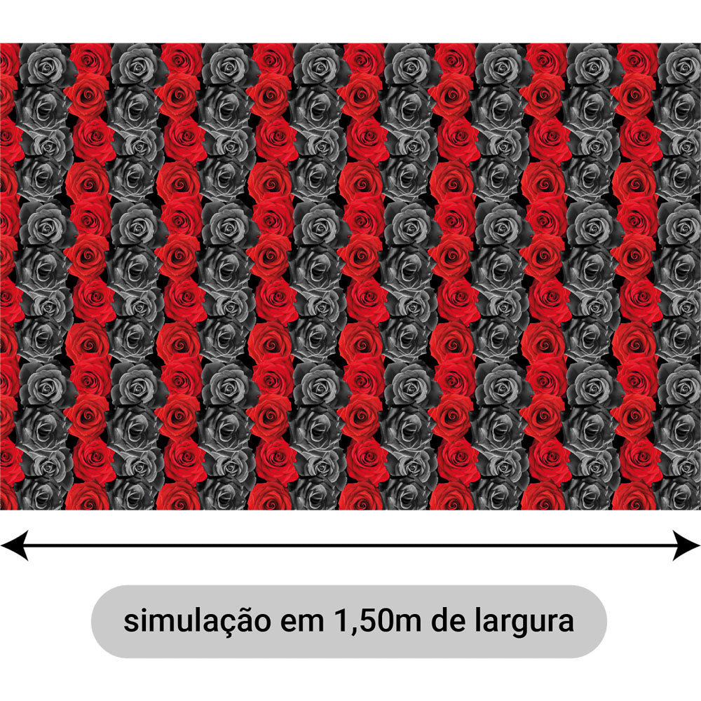 Oxford Digital Rosas na Horizontal Vermelhas e Pretas