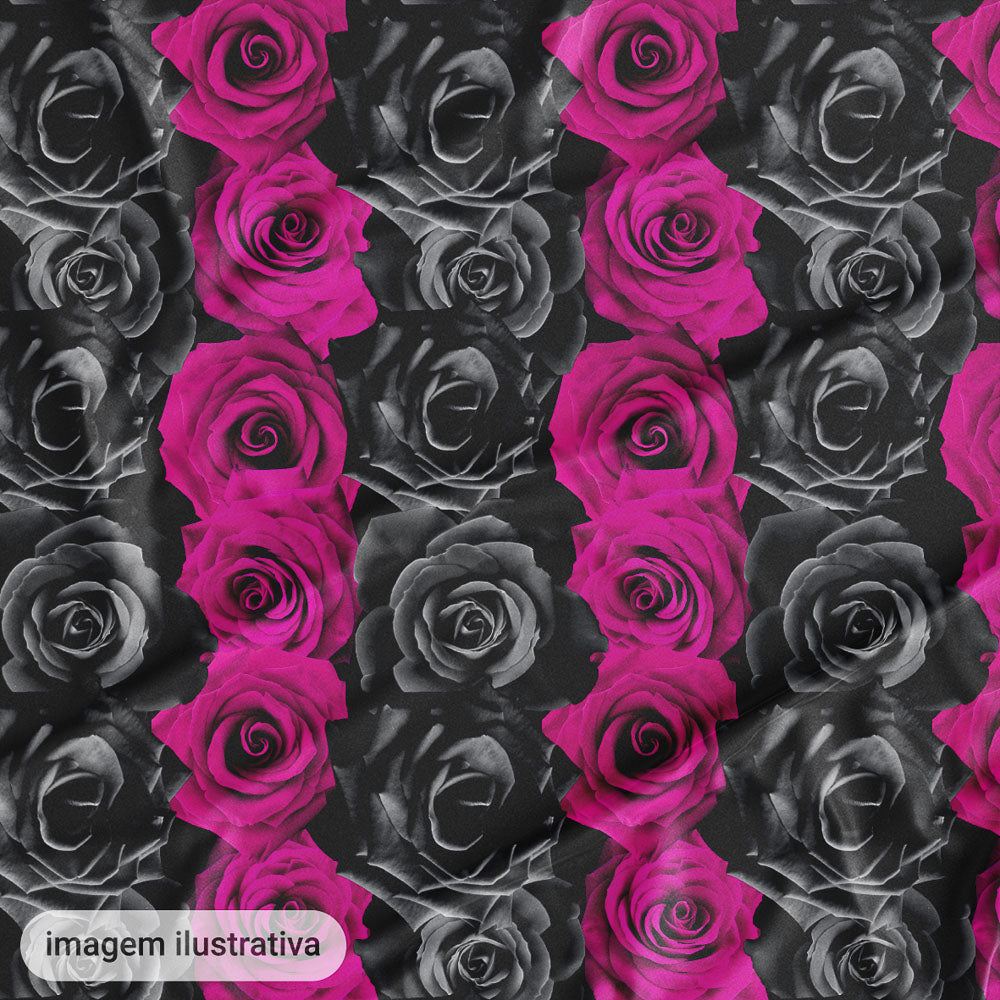 Oxford Digital Rosas na Horizontal Rosas e Pretas