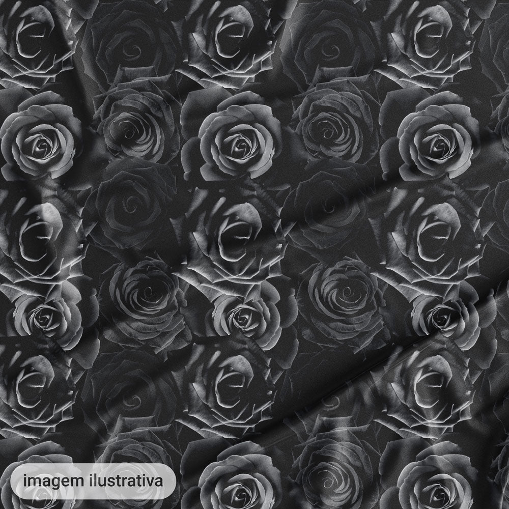 Oxford Digital Rosas na Horizontal Cinzas e Pretas