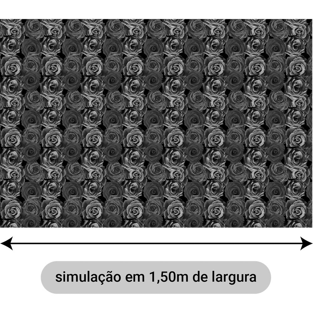 Oxford Digital Rosas na Horizontal Cinzas e Pretas