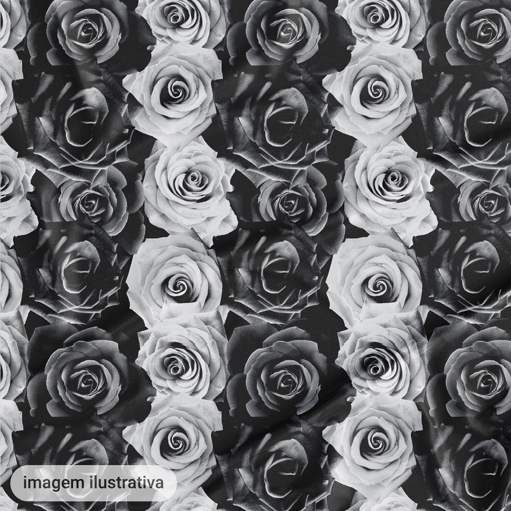 Oxford Digital Rosas na Horizontal Brancas e Pretas