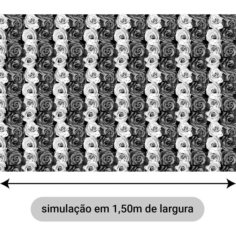 Oxford Digital Rosas na Horizontal Brancas e Pretas