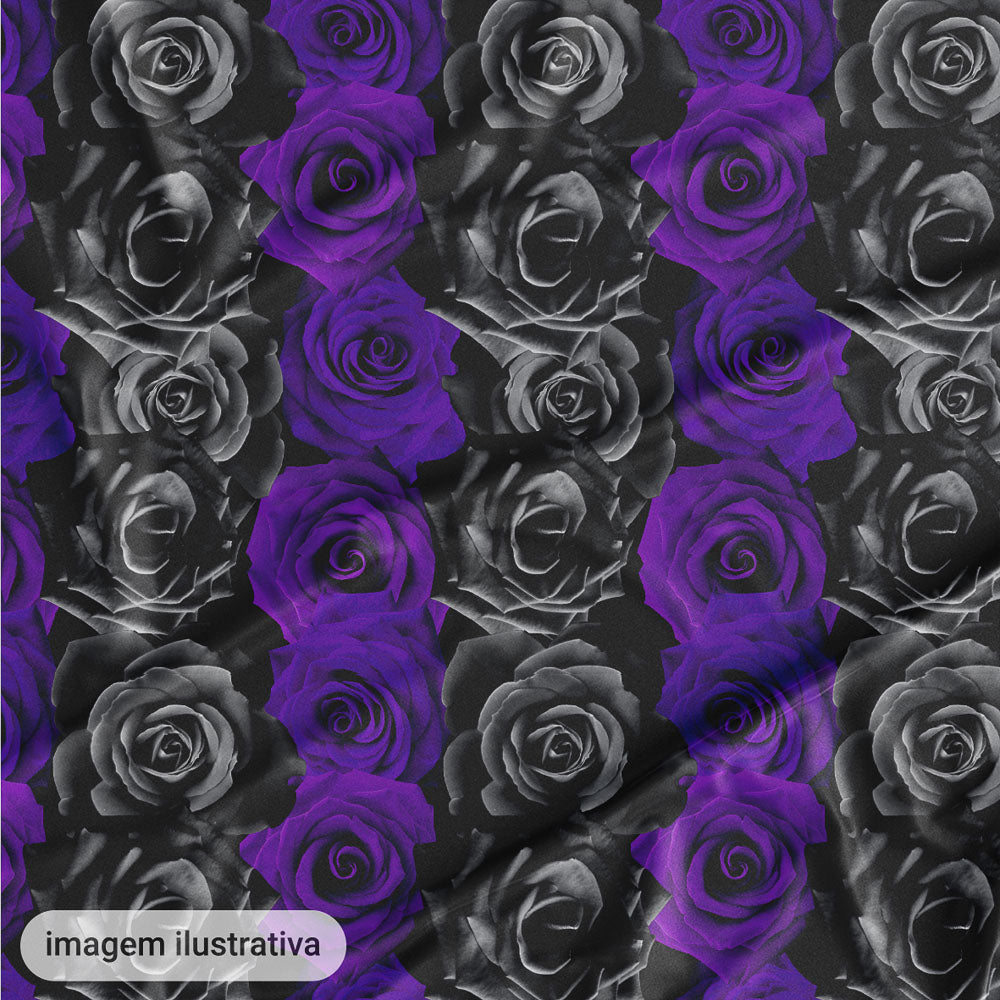 Oxford Digital Rosas na Horizontal Roxas e Pretas