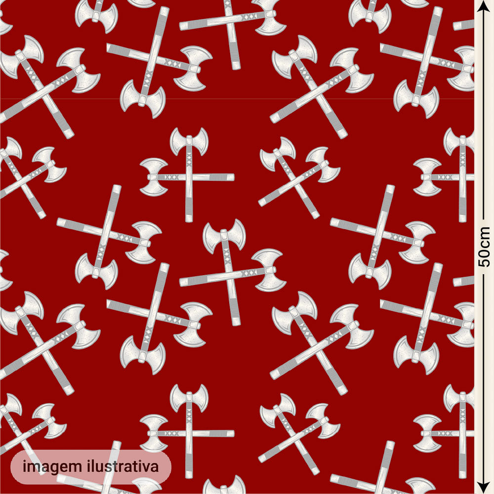 Oxford Digital Machados de Xangô Brancos Fundo Vermelho