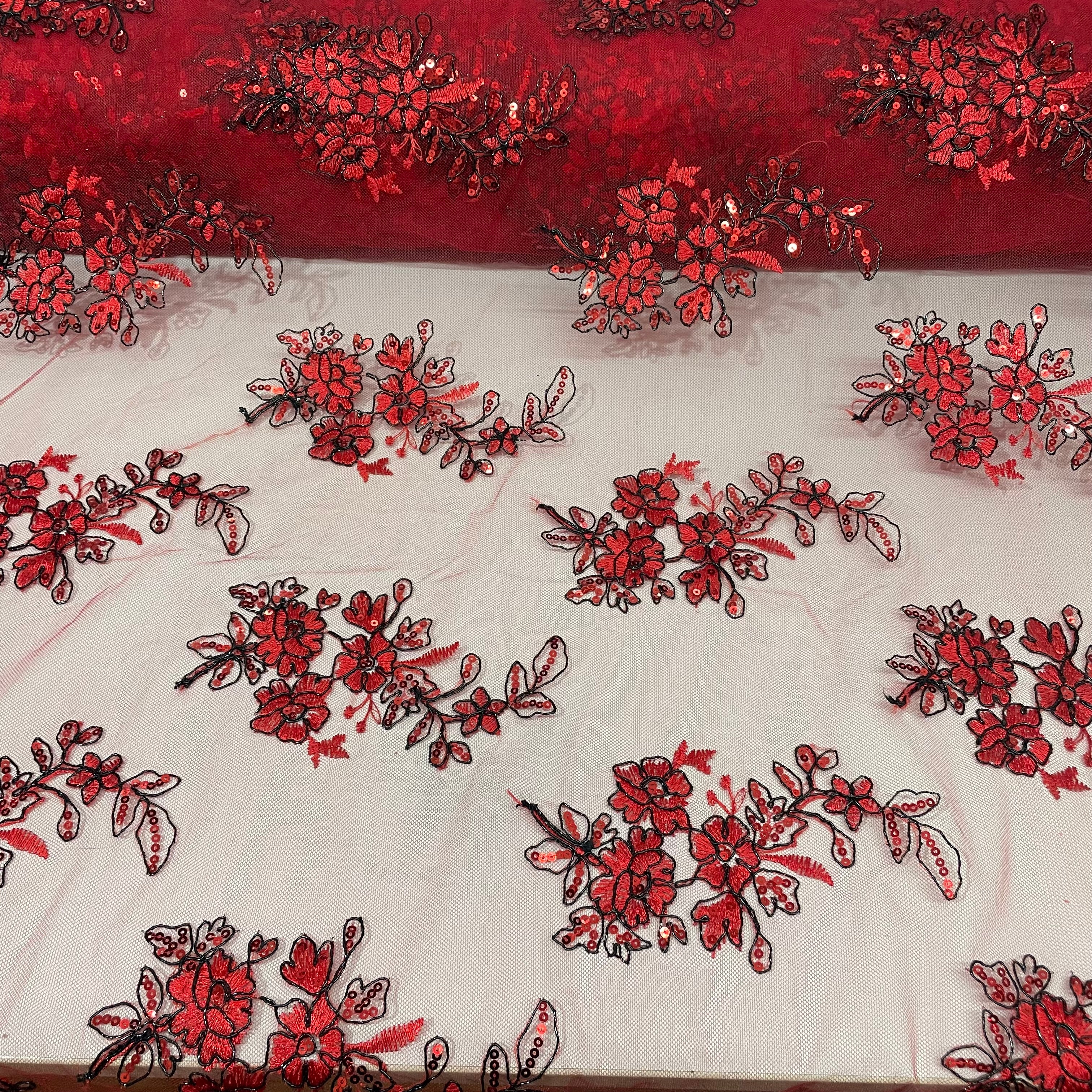 Tule Soho Metalic Vermelho e Preto