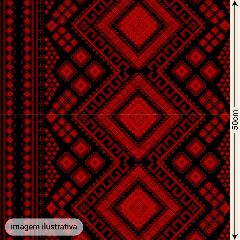 Oxford Digital Mandala Preto e Rubi