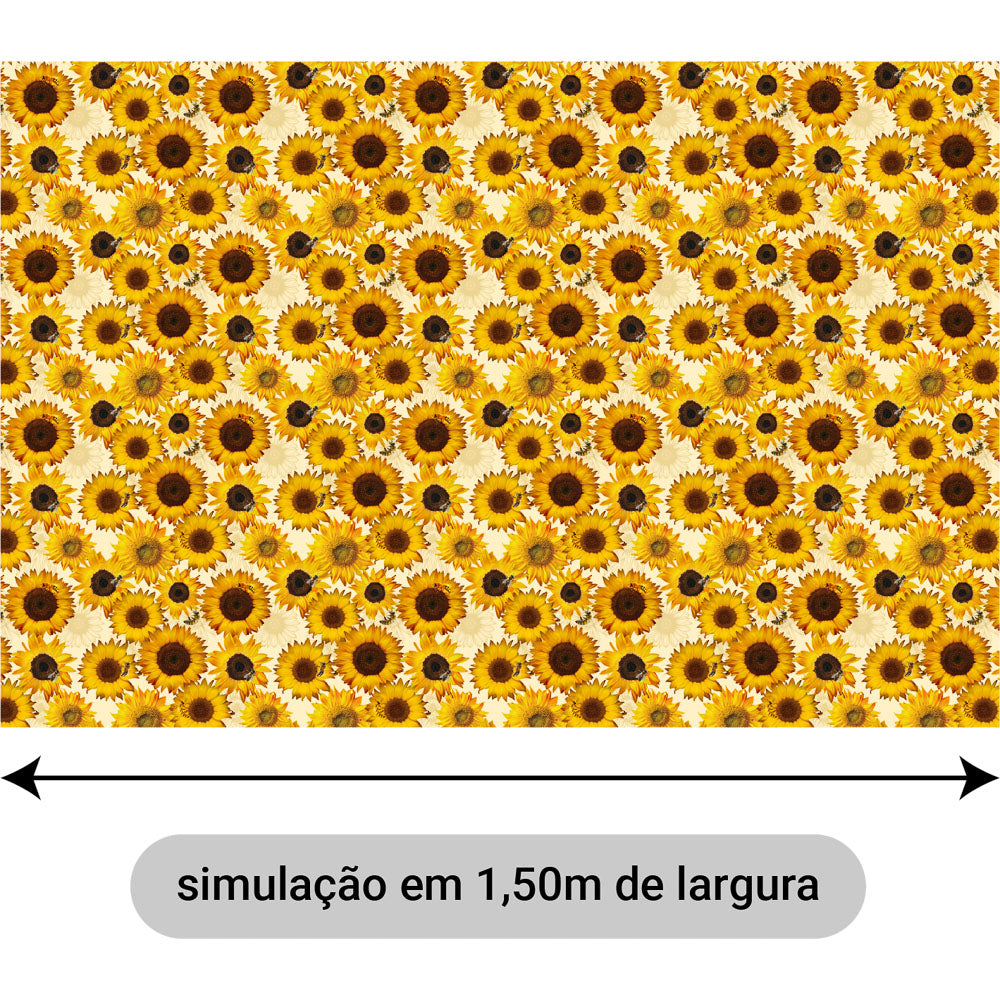 Oxford Digital Girassóis Fundo Creme