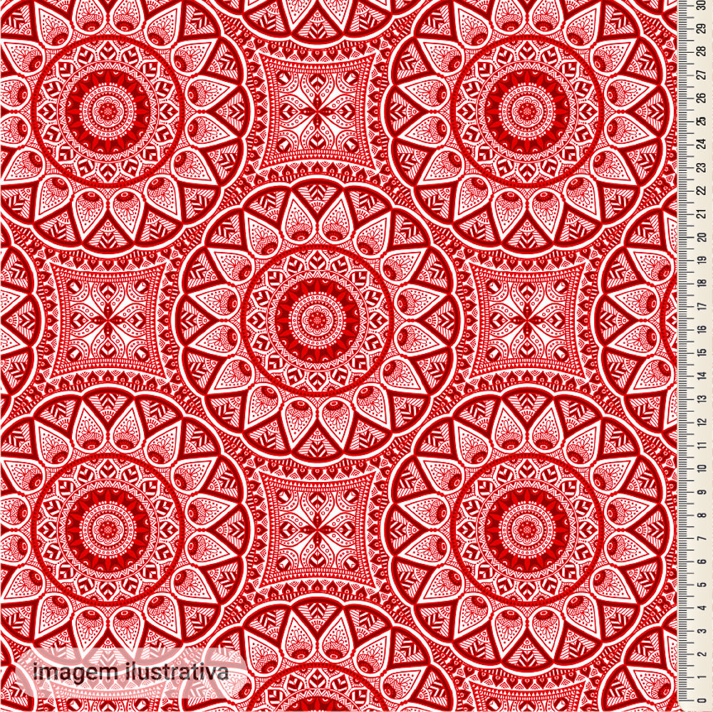 Oxford Digital Circulo Mandala Vermelho e Branco