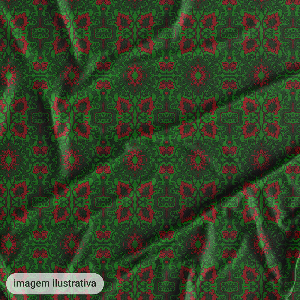 Oxford Digital Mosaico Barroco Verde e Vermelho