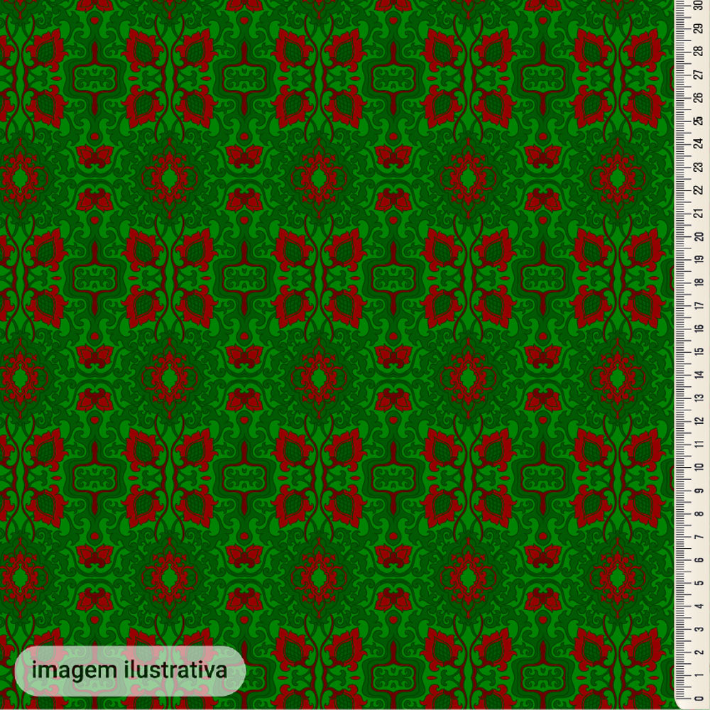 Oxford Digital Mosaico Barroco Verde e Vermelho