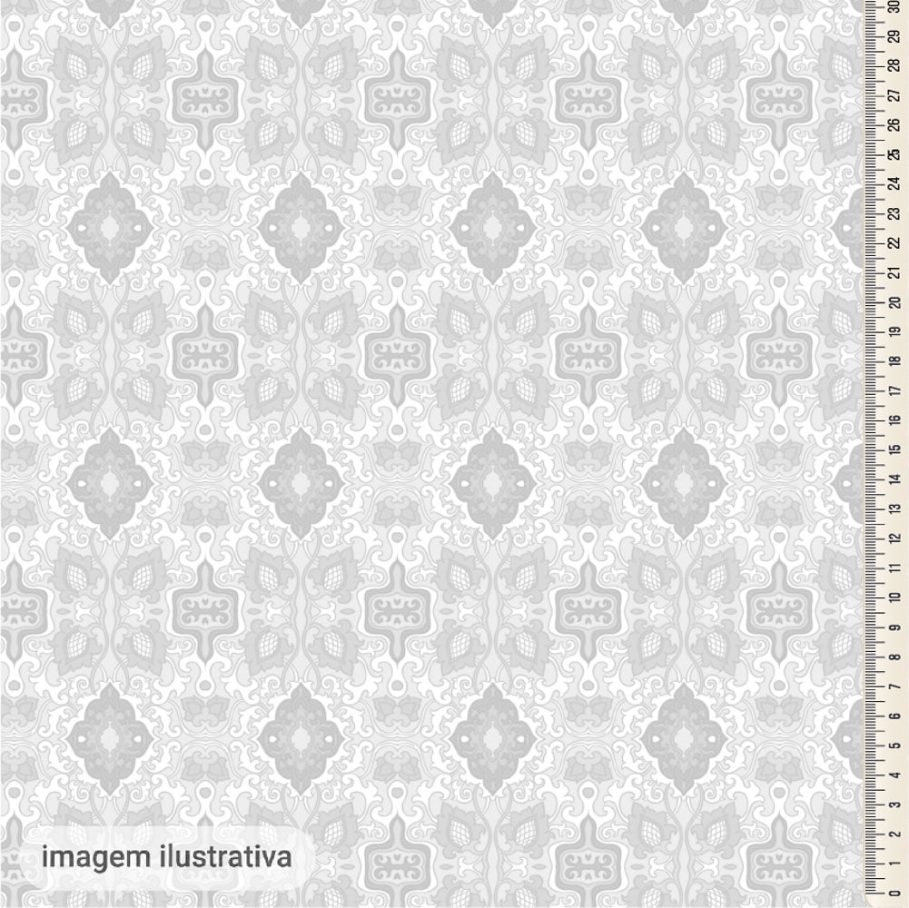 Oxford Digital Mosaico Barroco Cinza e Branco