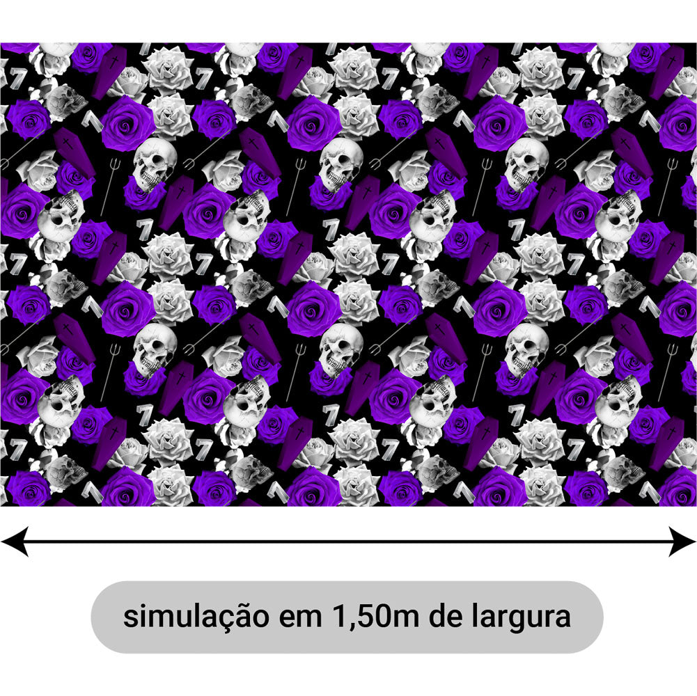 Oxford Digital Caveiras e Caixão Fundo Preto